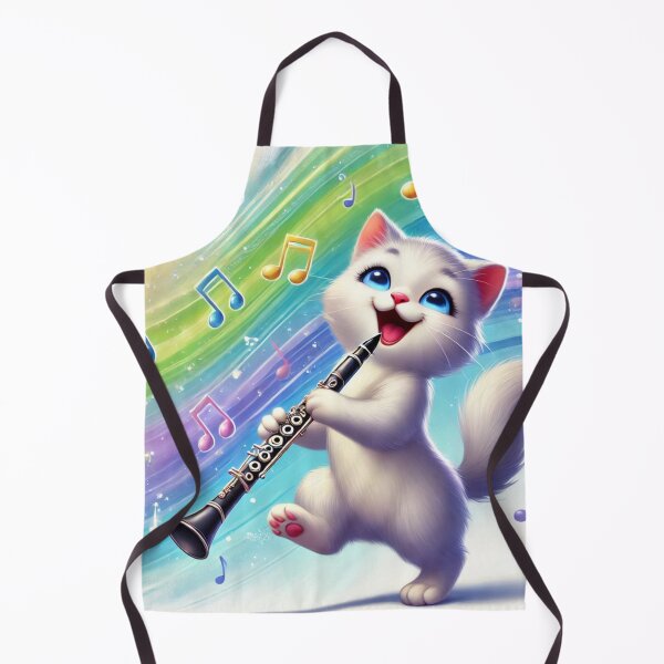 Item preview, Silver Kitten Playing The Clarinet! designed and sold by NoelaniArt.