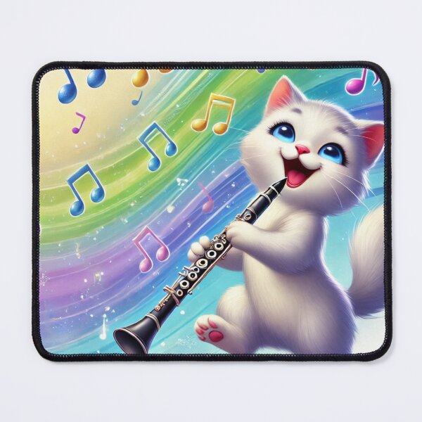 Item preview, Silver Kitten Playing The Clarinet! designed and sold by NoelaniArt.