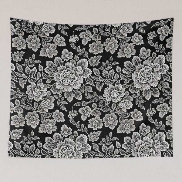 Item preview, White Floral Lace on Black designed and sold by gjsart.