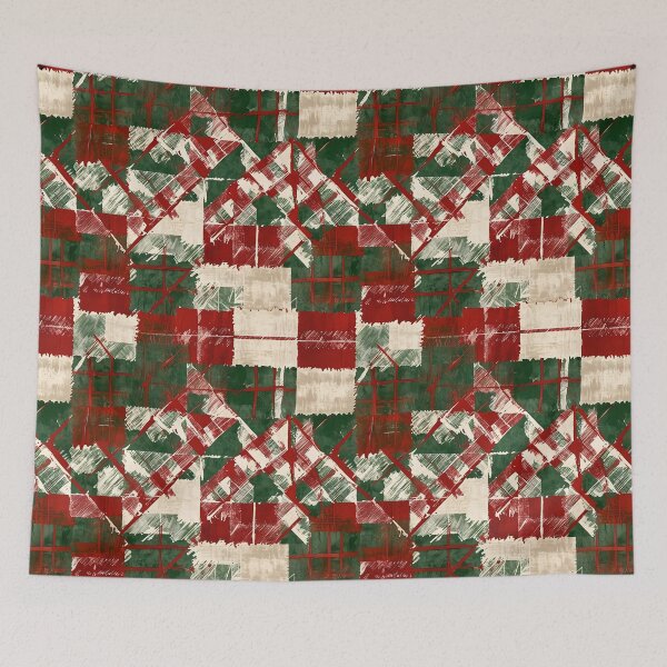Item preview, Christmas Grunge Plaid Green, Red and Beige designed and sold by gjsart.