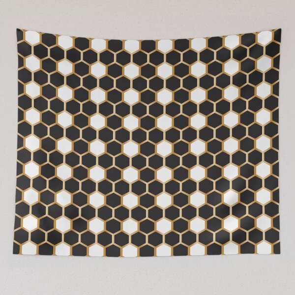 Item preview, 65 MCMLXV Black, White and Gold Honeycomb Pattern designed and sold by 65 MCMLXV.