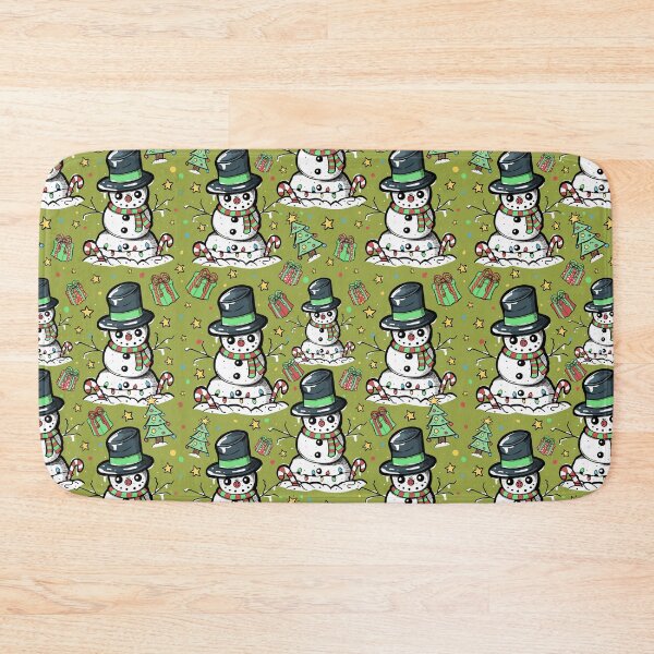 Item preview, CHappy Christmas Snowmen on Old Olive Green designed and sold by Jessica Erin.