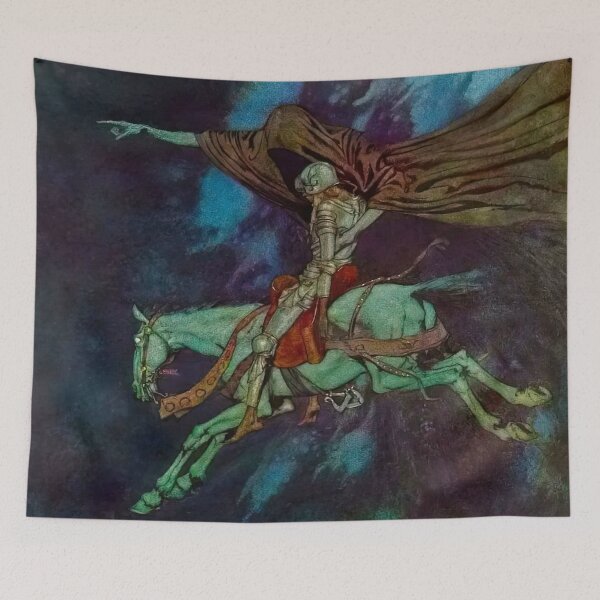 Item preview, Valley of the Shadow - Edmund Dulac, Death Grim Reaper Directing Knight Eldorado 1909 designed and sold by Maljonic.