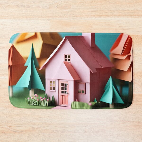 Item preview, Origami Art - Country Charm: A Tranquil Cottage Nestled Amidst Nature designed and sold by ArtfulFolds.