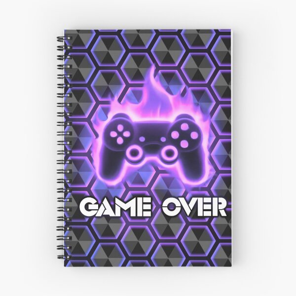 Artikelvorschau, Game Over Blau Lila Controller Feuer Hexagon Muster entworfen und verkauft von PhyrexiaB.