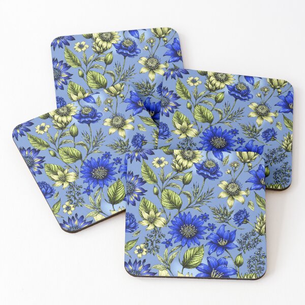 Item preview, Vibrant Floral Design Colorful Blue Yellow  designed and sold by Rostislav Bouda.