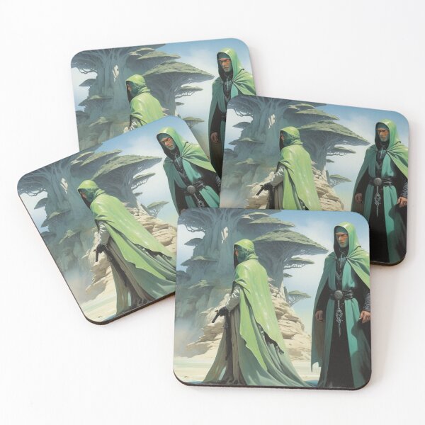Item preview,  Mystical Guardians in Alien Desert | Sci-Fi Fantasy Art Print designed and sold by Antalahia.