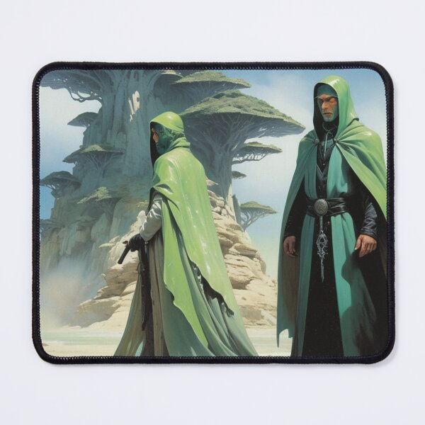 Item preview, Mystical Guardians in Alien Desert | Sci-Fi Fantasy Art Print designed and sold by Antalahia.