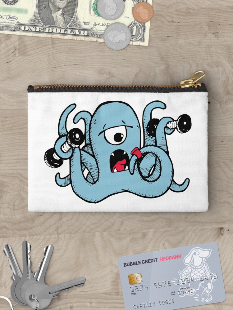 Thumbnail 3 of 4, Zipper Pouch, A Kraken Monster Working Out designed and sold by MizticaHouse.