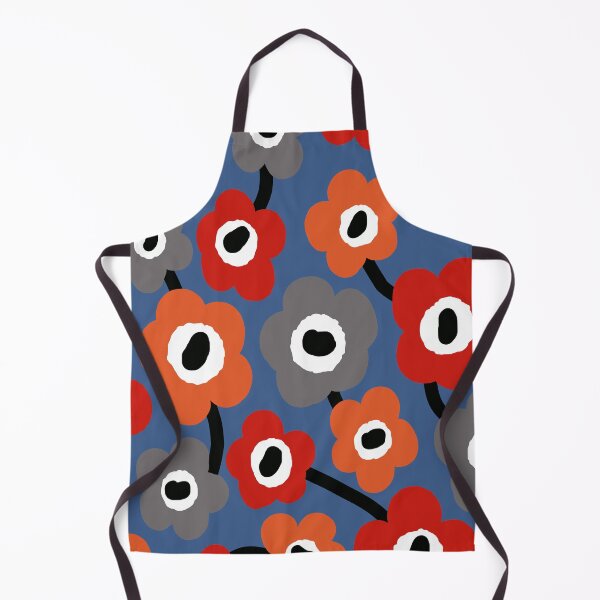 Item preview, Groovy Retro Scandinavian Flowers in Orange, Red, Blue and Gray designed and sold by Deutschic.