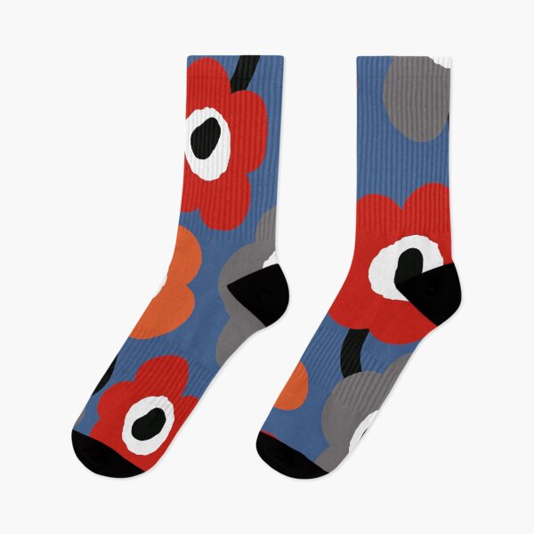 Item preview, Groovy Retro Scandinavian Flowers in Orange, Red, Blue and Gray designed and sold by Deutschic.