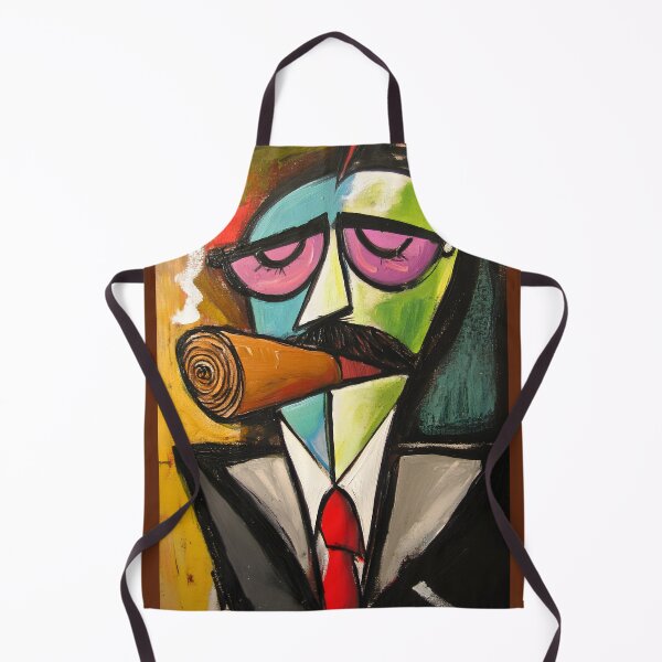 Item preview, Mustached Guy Smoking a Large Cigar Wearing a Suit and Glasses Abstract Comic Digital Art designed and sold by OlfactoART Studio.
