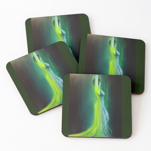 Item preview, Woman in flourescent long dress designed and sold by RawlingsArt.