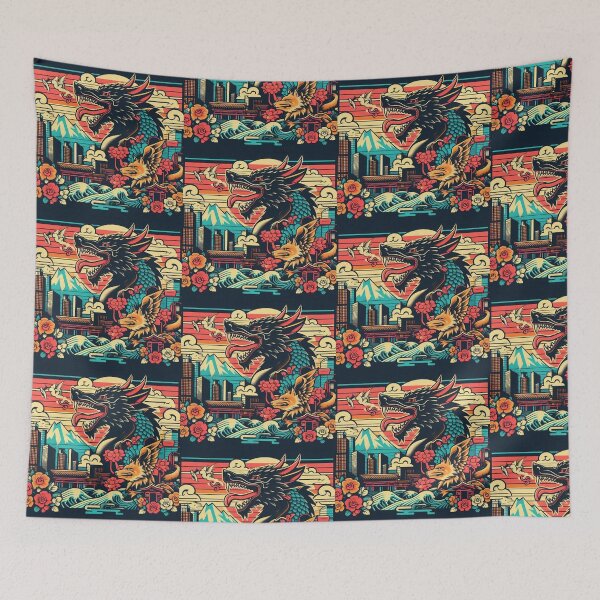 Item preview, Retro Japanse Dragon Image, Mount Fuji designed and sold by neildoch.