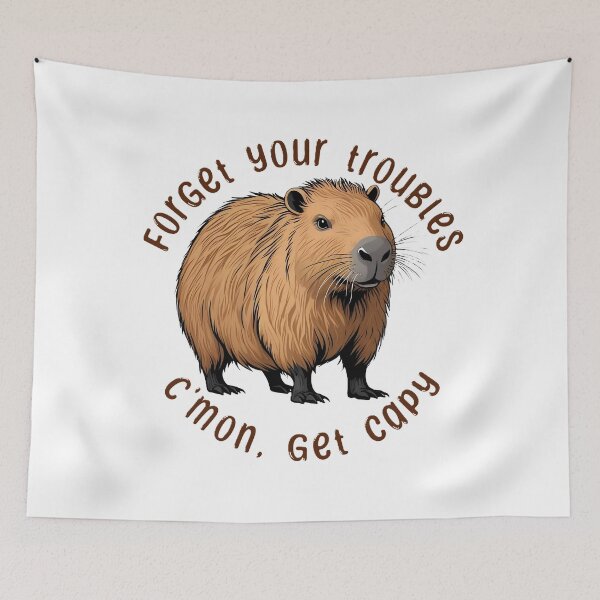 Aperçu de l'œuvre Autocollant mignon et drôle pour t-shirt Get Capy Capybara créée et vendue par Travelcases.