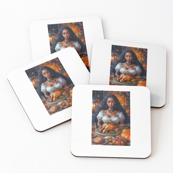 Item preview, Beautiful black haired girl with turkey in cute gifts for thanksgiving and helloween designed and sold by thankful-loco.