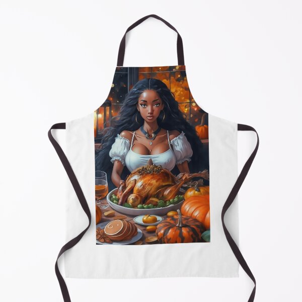 Item preview, Beautiful black haired girl with turkey in cute gifts for thanksgiving and helloween designed and sold by thankful-loco.