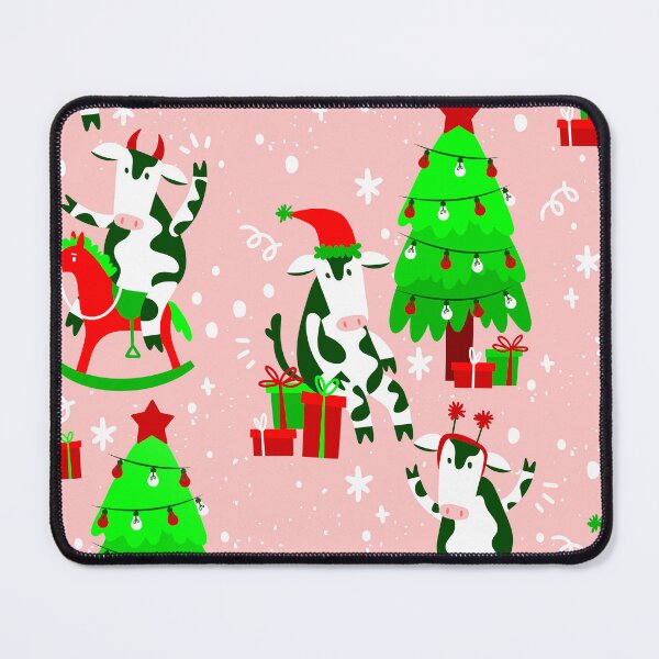 Item preview, pink christmas tree santa cow designed and sold by Gossip Rag.