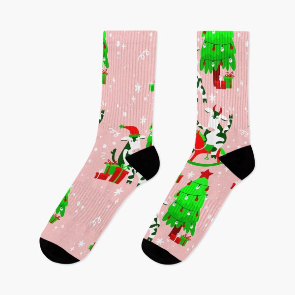 Item preview, pink christmas tree santa cow  designed and sold by Gossip Rag.