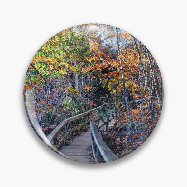 Item preview, Hiking Trail With Wooden Handrails In Forest designed and sold by Savannah Gibbs.