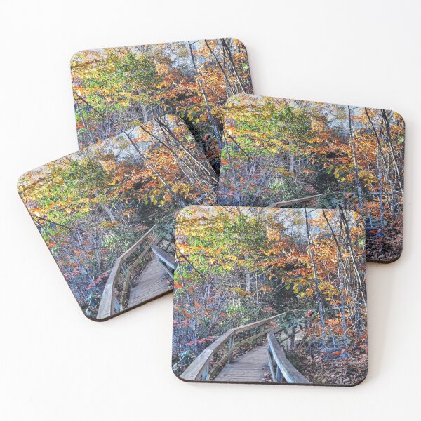 Item preview, Hiking Trail With Wooden Handrails In Forest designed and sold by Savannah Gibbs.