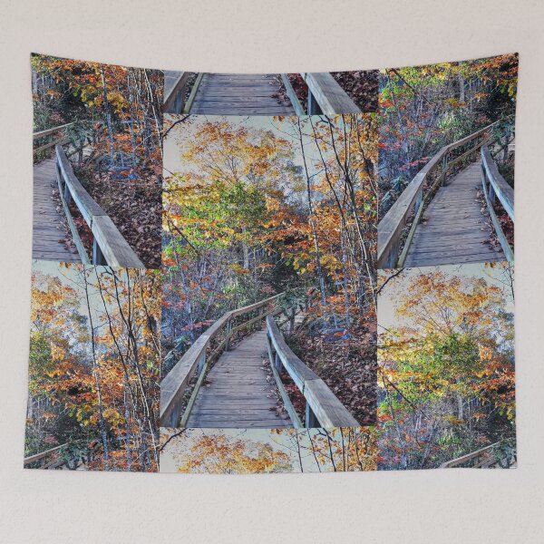 Item preview, Hiking Trail With Wooden Handrails In Forest designed and sold by Savannah Gibbs.