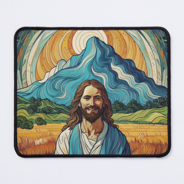 Item preview, Jesus Christ with mountain and sun, anime epic happy for autumn and thanskgiving gifts designed and sold by thankful-loco.