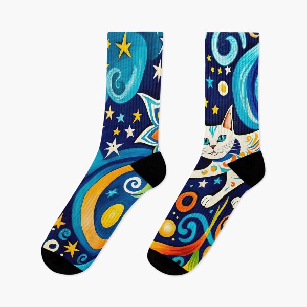 Item preview, Unexpectd Cat, Swirly galaxies, multicolored stars and planets - 16 designed and sold by artedamensagem.