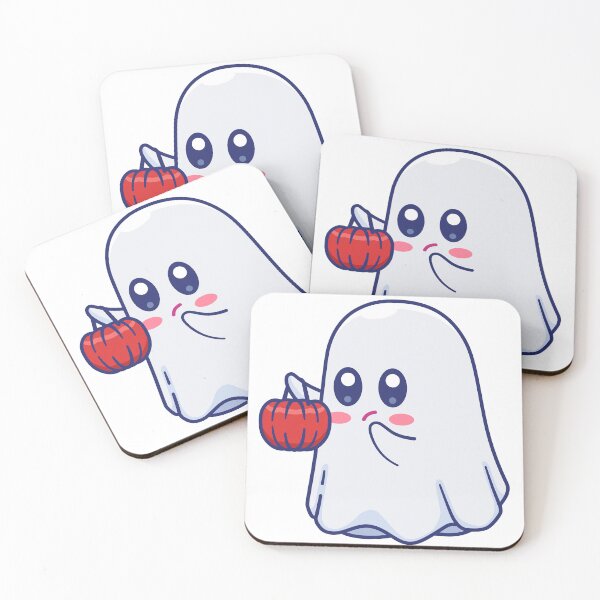 Item preview, Cute cartoon ghost carrying bucket of pumpkin candy designed and sold by alvariski.
