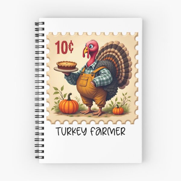 Item preview, Turkey Farmer eating Pumpkin Pie Stamp Design designed and sold by EmeraldCauldren.