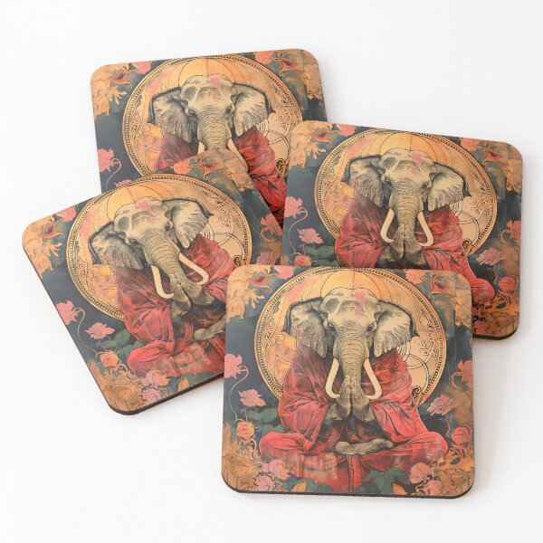 Item preview, Vintage Elephant Monk Seated In Prayer Meditation designed and sold by entwithanaxe.
