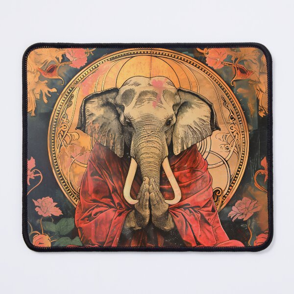 Item preview, Vintage Elephant Monk Seated In Prayer Meditation designed and sold by entwithanaxe.
