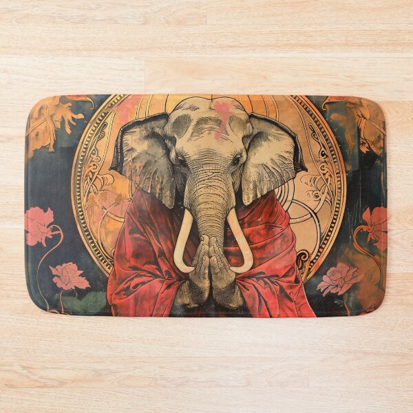 Item preview, Vintage Elephant Monk Seated In Prayer Meditation designed and sold by entwithanaxe.