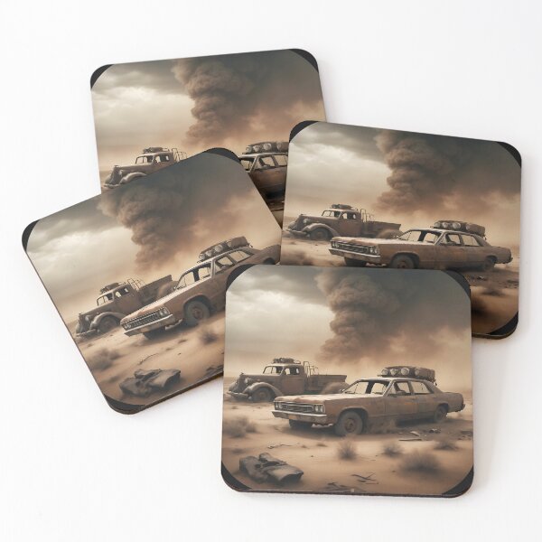 Item preview, Post-apocalyptic Rusty Vehicles on Desert Landscape 01 designed and sold by kjp-design.