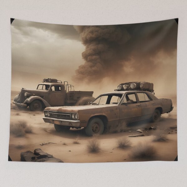 Item preview, Post-apocalyptic Rusty Vehicles on Desert Landscape 01 designed and sold by kjp-design.