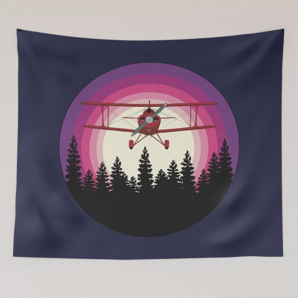Item preview, Pitts Biplane Flying in Purple Sunset Sky Aviation Design designed and sold by skye-studio.