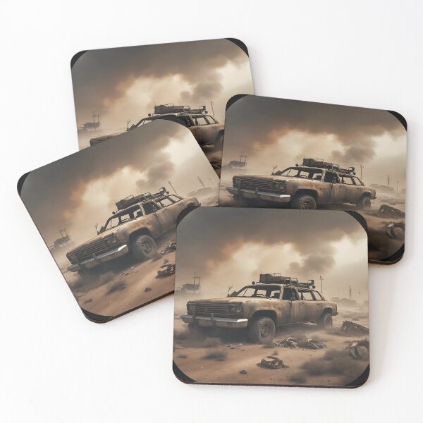 Item preview, Post-apocalyptic Rusty Vehicles on Desert Landscape 02 designed and sold by kjp-design.