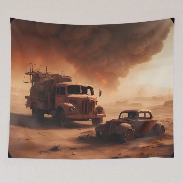 Item preview, Post-apocalyptic Rusty Vehicles on Desert Landscape 03 designed and sold by kjp-design.