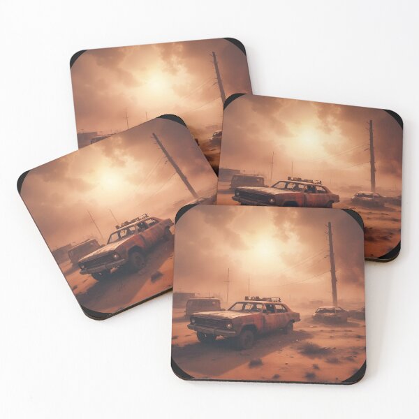 Item preview, Post-apocalyptic Rusty Vehicles on Desert Landscape 04 designed and sold by kjp-design.