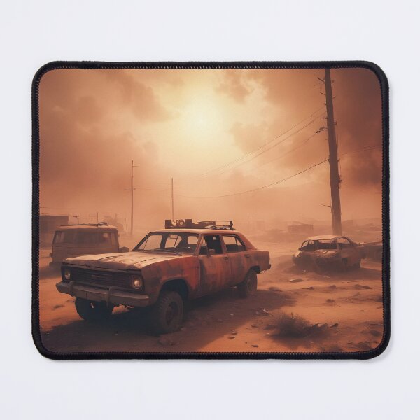Item preview, Post-apocalyptic Rusty Vehicles on Desert Landscape 04 designed and sold by kjp-design.