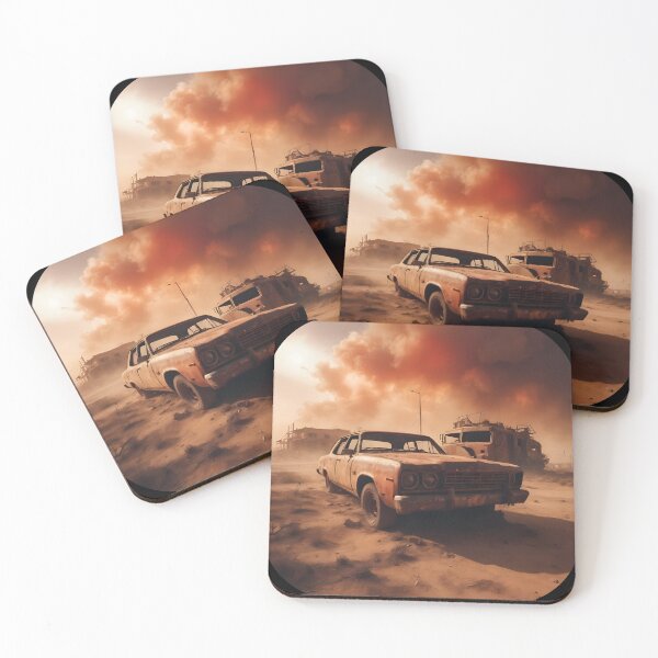 Item preview, Post-apocalyptic Rusty Vehicles on Desert Landscape 05 designed and sold by kjp-design.