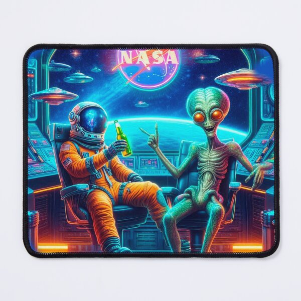 Item preview, A relaxed astronaut and an alien drinking a space beer designed and sold by Mahilis.