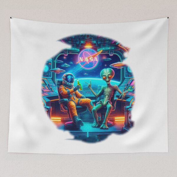 Item preview, A relaxed astronaut and an alien drinking a space beer designed and sold by Mahilis.