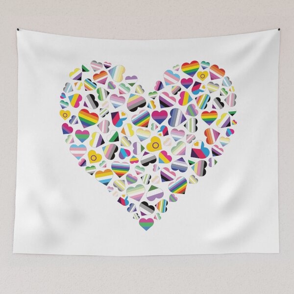 Item preview, LGBTQ+ Pride Flag Hearts Combined Heart designed and sold by JoyfulJen.