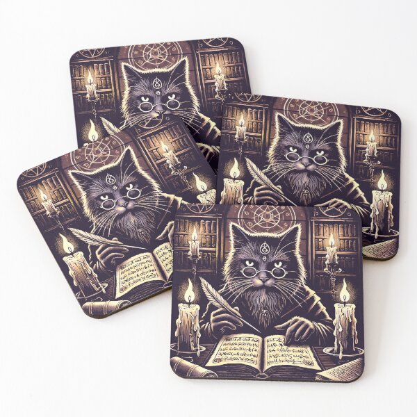 Item preview, Medieval Scholar Cat Studying Magical Scrolls designed and sold by Matikep.
