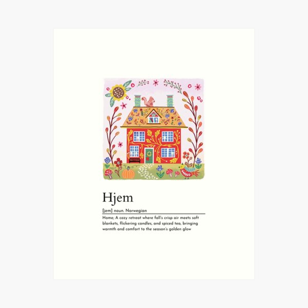 Item preview, Scandinavian Folk Autumn Fall Golden Cozy House  designed and sold by Natasha May Design.