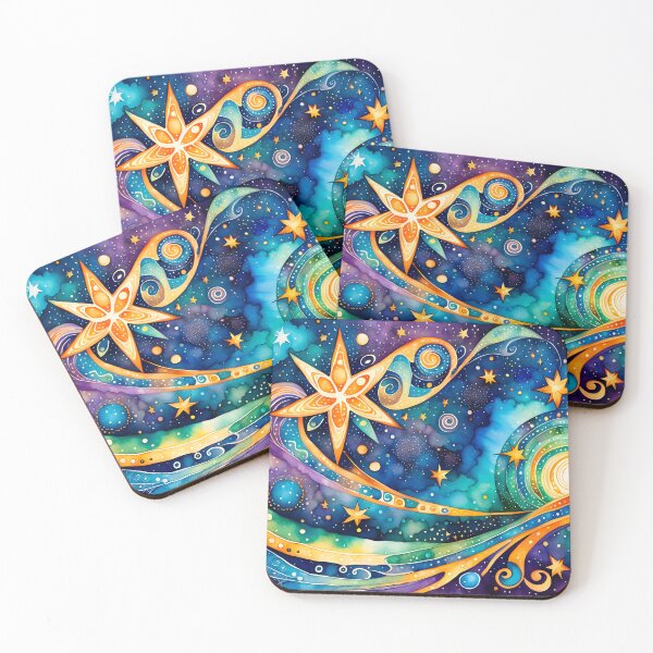 Item preview, Swirly galaxies, multicolored stars and planets - 18 designed and sold by artedamensagem.