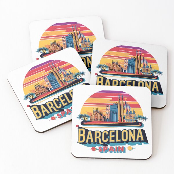 Item preview, Barcelona Sunset Vector Art - Iconic Spain Gift Shirt designed and sold by LoliDesignShop.