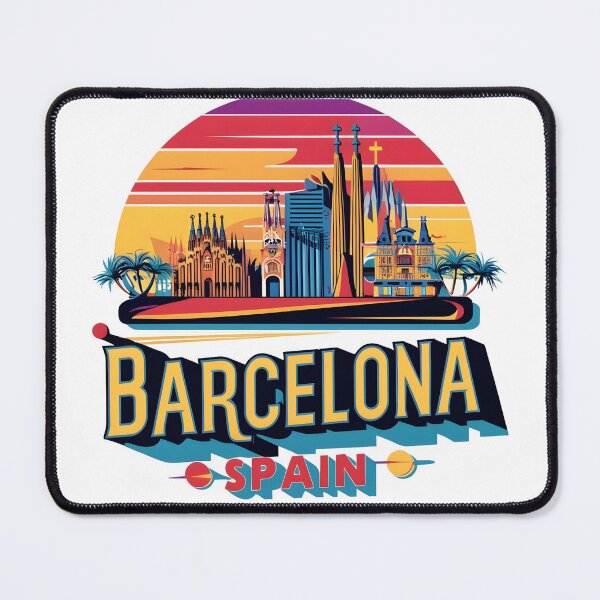 Item preview, Barcelona Sunset Vector Art - Iconic Spain Gift Shirt designed and sold by LoliDesignShop.