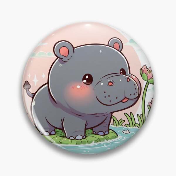 Item preview, A chubby little hippo stands on a giant lotus leaf designed and sold by ChouWorkDesign.
